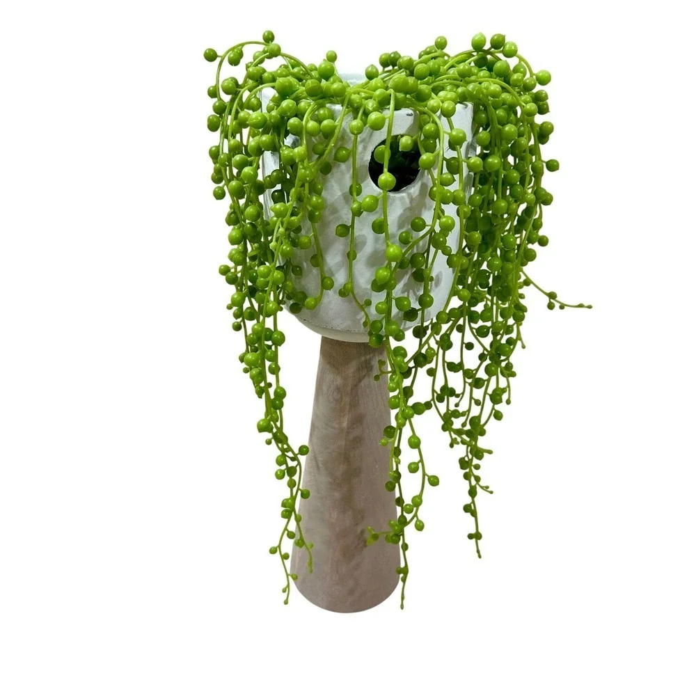 Artificial String of‎ Pearls Faux Succulent Plant in White Ceramic Pot 18.5in